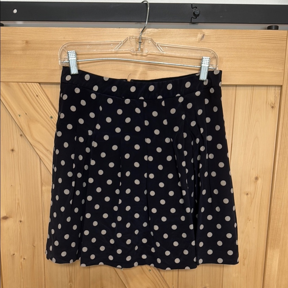 J. Crew Navy Blue and White Polka Dot Skater Skirt